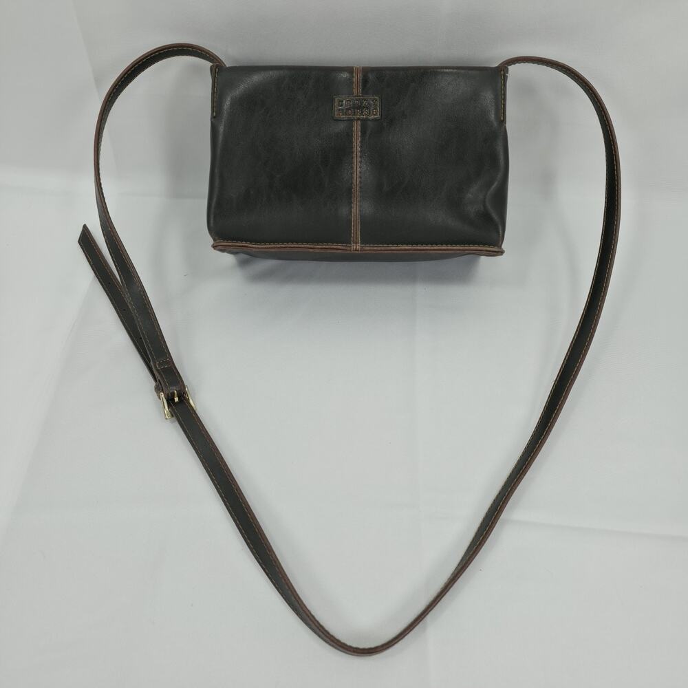 Vintage Crazy Horse Liz Claiborne Crossbody Bag Brown Y2K 90s Shoulder Purse